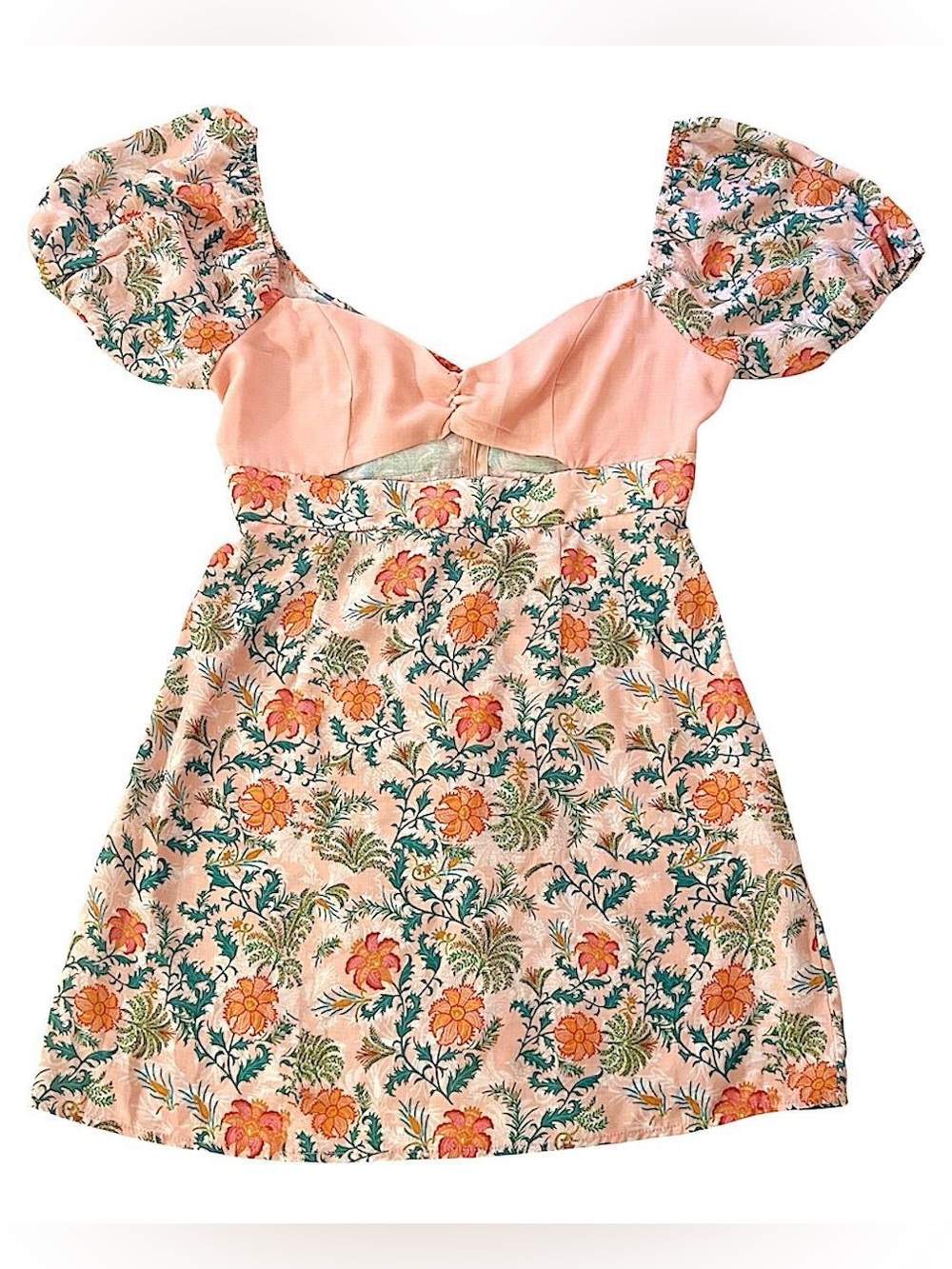 orange floral mini dress